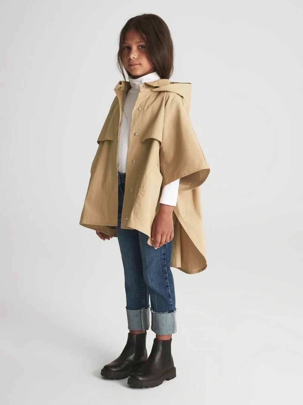 Reiss Bettie Junior Technical Poncho in Camel Sz 4-5 Y
